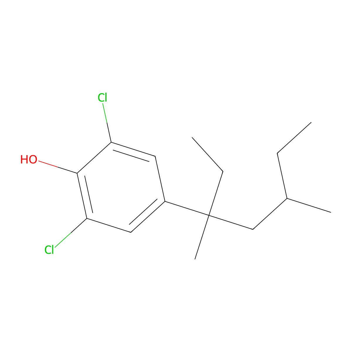 2,6-Dichloro-4-(1-ethyl-1,3-dimethyl-pentyl)-phenol molecular structure, CAS 1340494-26-9