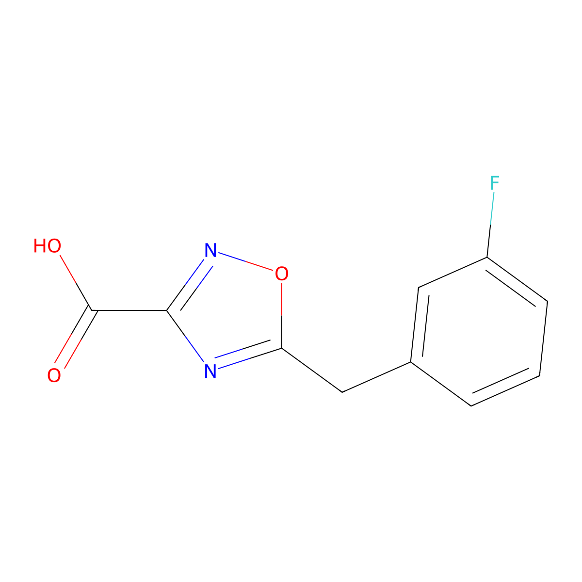 5-(3-Fluorobenzyl)-1,2,4-oxadiazole-3-carboxylic acid molecular structure, CAS 1340495-15-9