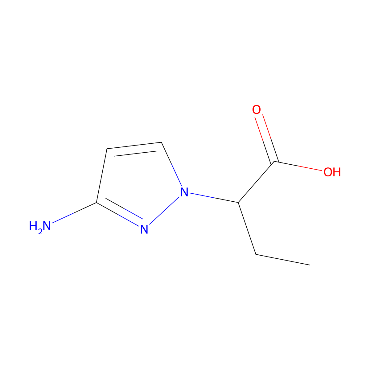2-(3-amino-1H-pyrazol-1-yl)butanoic acid molecular structure, CAS 1340499-68-4