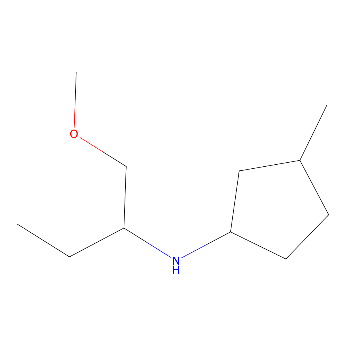 N-(1-methoxybutan-2-yl)-3-methylcyclopentan-1-amine molecular structure, CAS 1340499-92-4