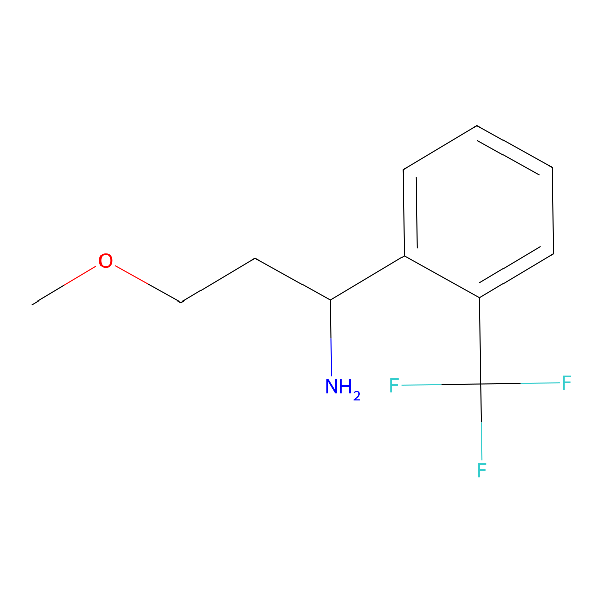 3-Methoxy-1-[2-(trifluoromethyl)phenyl]propan-1-amine molecular structure, CAS 1340501-28-1