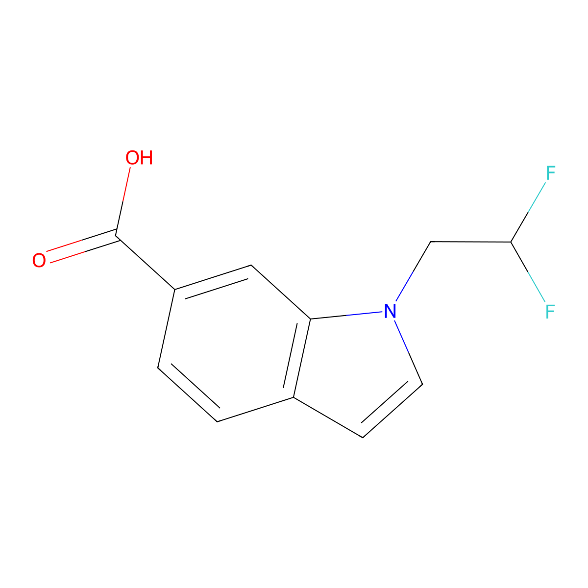 1-(2,2-Difluoroethyl)-1h-indole-6-carboxylic acid molecular structure, CAS 1340503-49-2