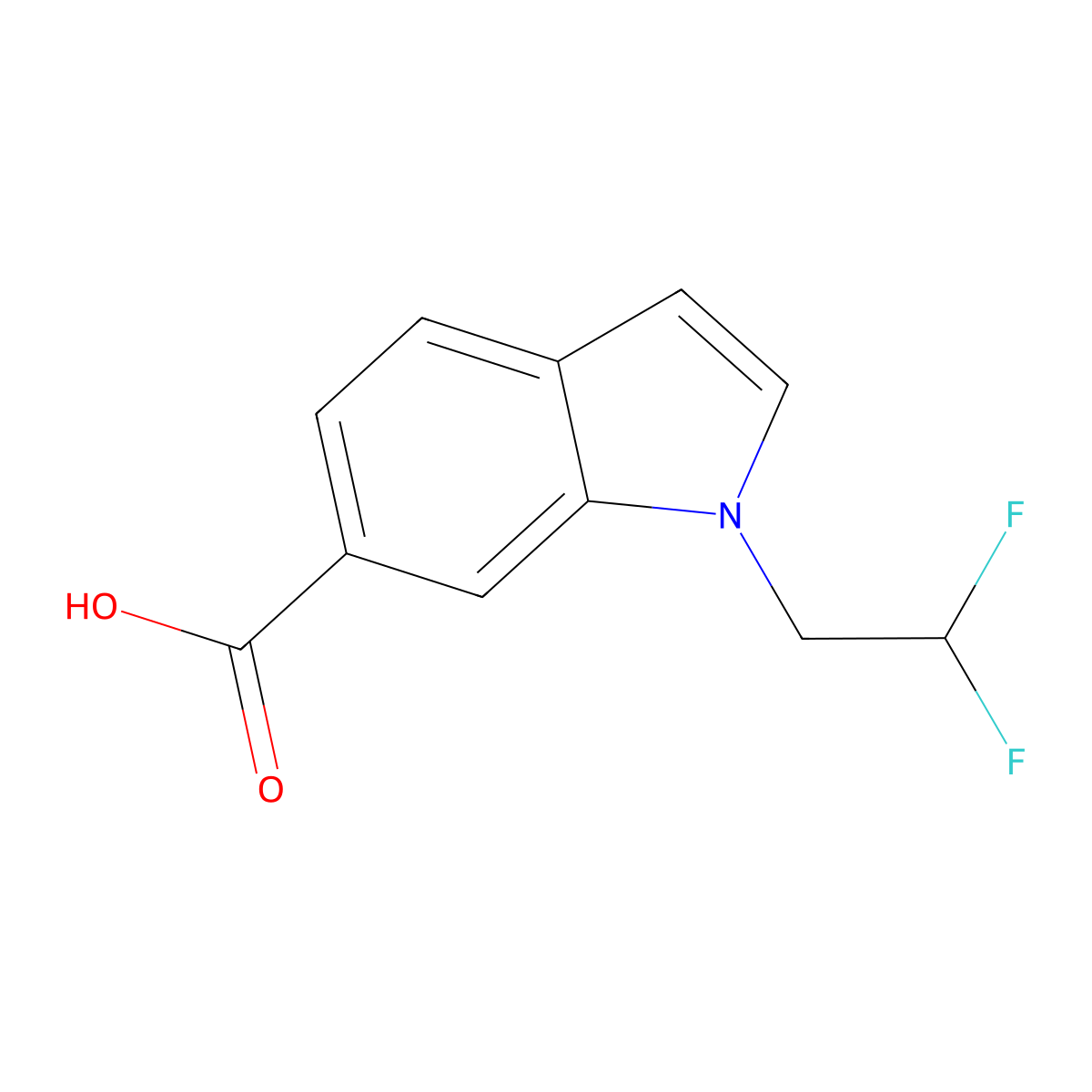 1-(2,2-Difluoroethyl)-1h-indole-6-carboxylic acid molecular structure, CAS 1340503-49-2