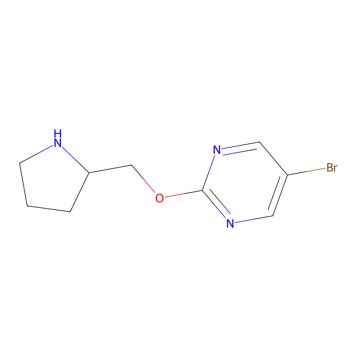 5-Bromo-2-[(pyrrolidin-2-yl)methoxy]pyrimidine molecular structure, CAS 1340505-46-5