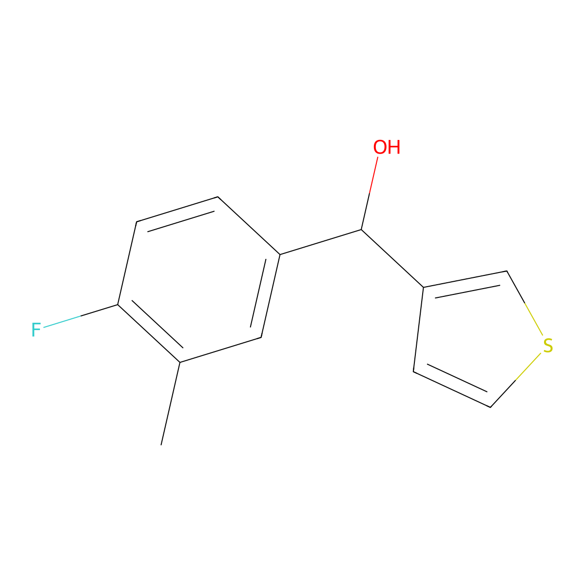 4-Fluoro-3-methylphenyl-(3-thienyl)methanol molecular structure, CAS 1340506-53-7
