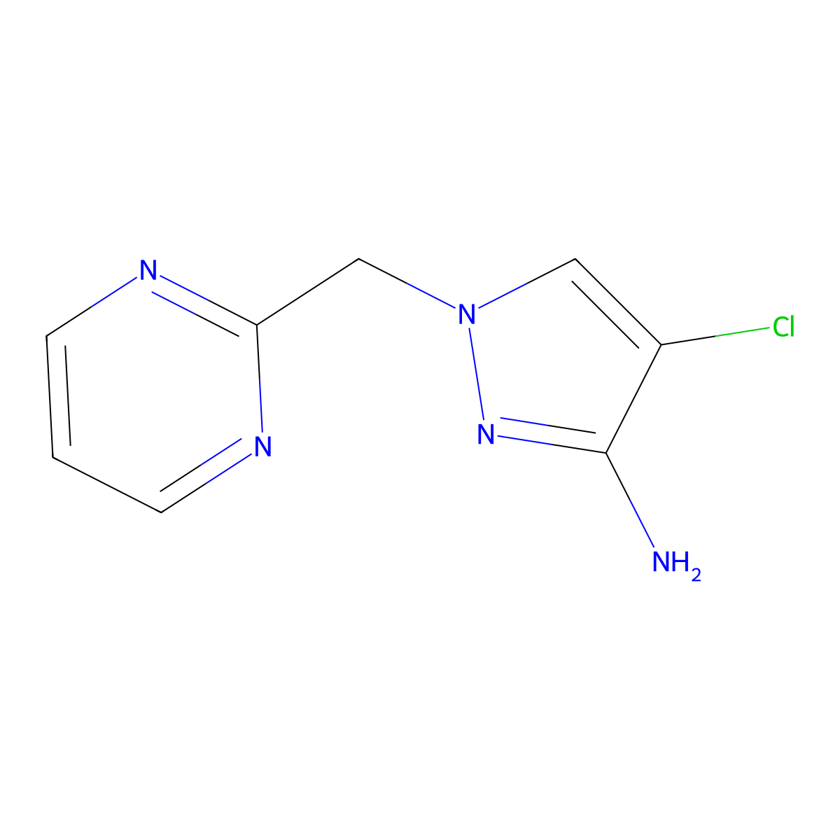 4-Chloro-1-[(pyrimidin-2-yl)methyl]-1H-pyrazol-3-amine molecular structure, CAS 1340507-05-2