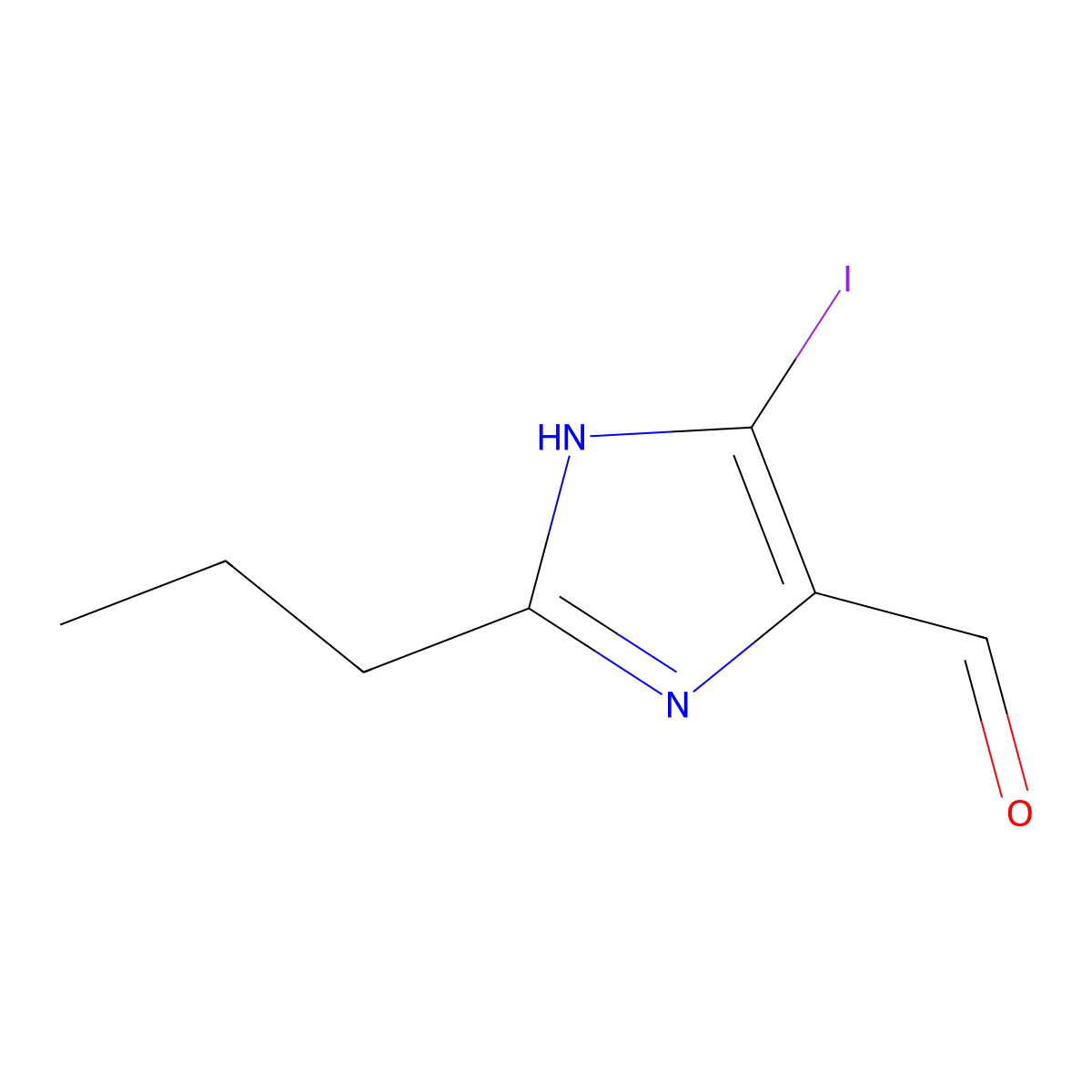 5-iodo-2-propyl-1H-imidazole-4-carbaldehyde molecular structure, CAS 134051-70-0
