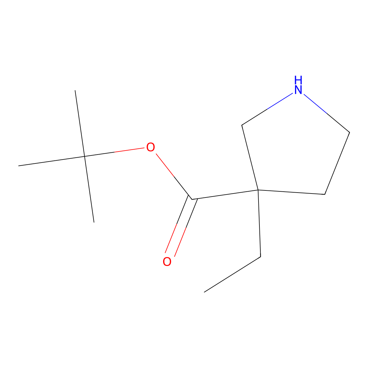 Tert-butyl 3-ethylpyrrolidine-3-carboxylate molecular structure, CAS 1340510-45-3