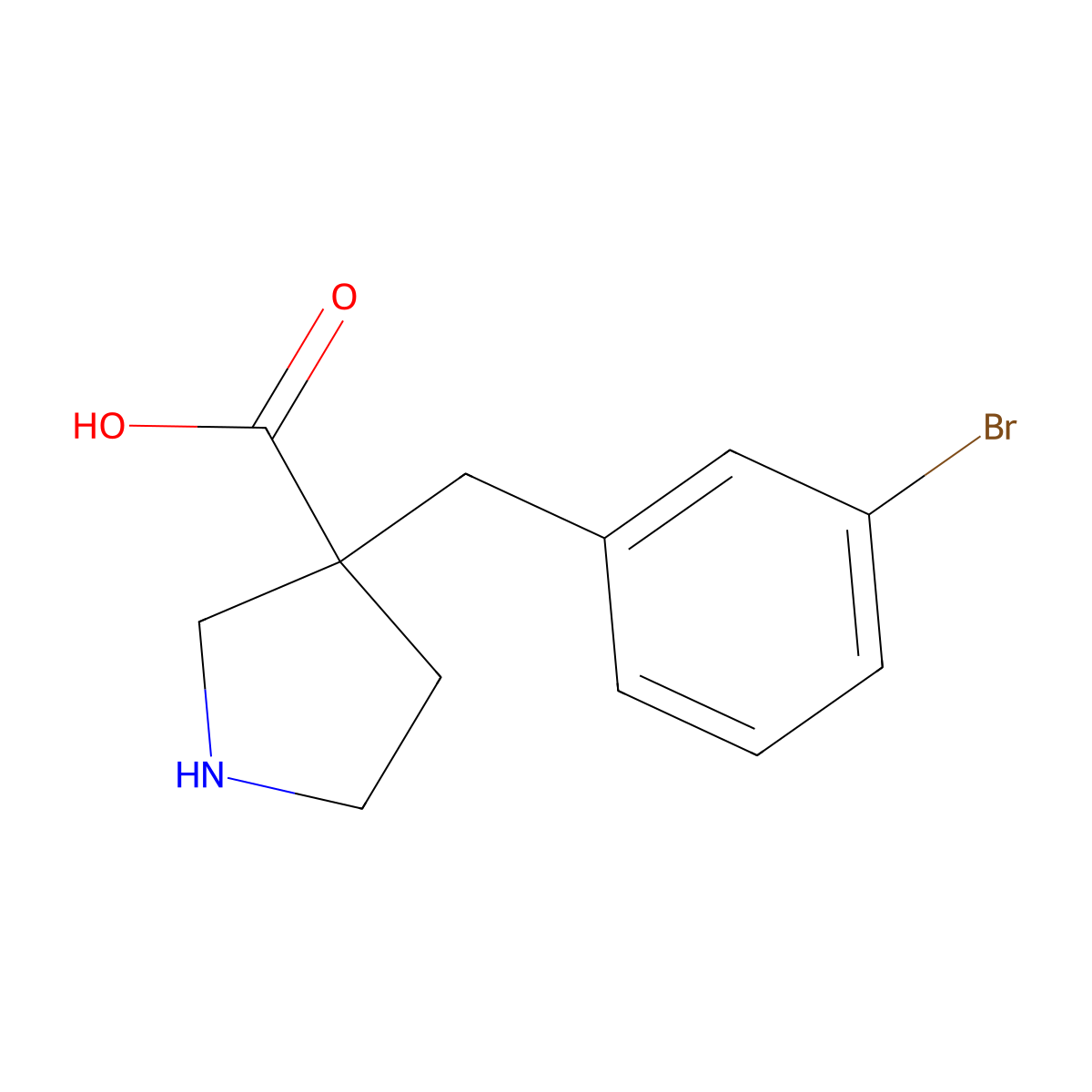 3-[(3-Bromophenyl)methyl]pyrrolidine-3-carboxylic acid molecular structure, CAS 1340517-09-0