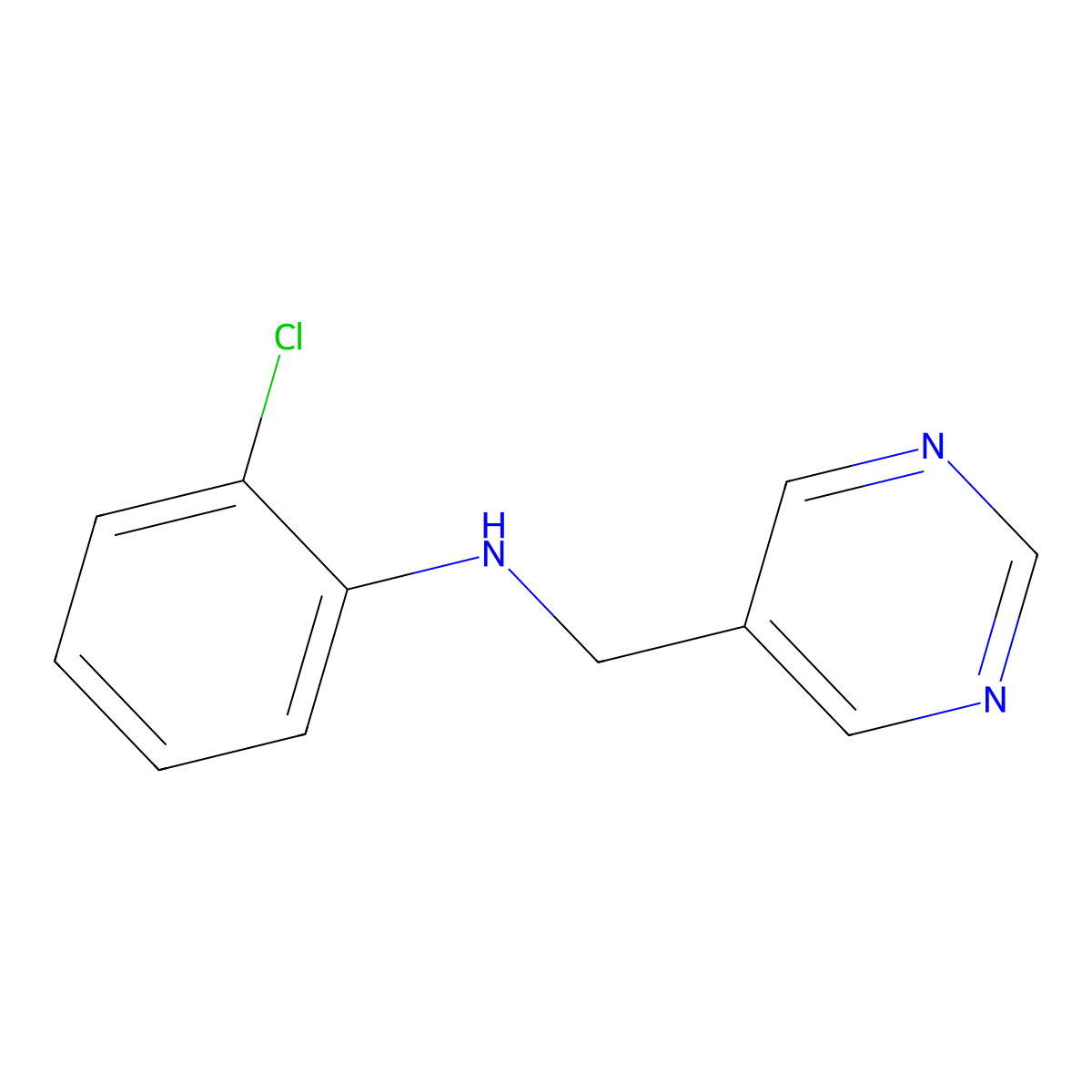 2-chloro-N-(pyrimidin-5-ylmethyl)aniline molecular structure, CAS 1340517-50-1