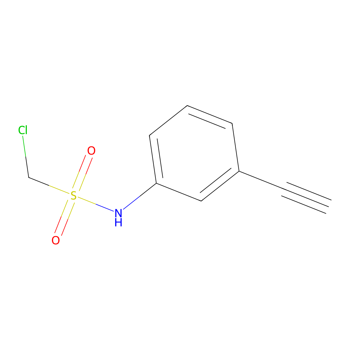 1-chloro-N-(3-ethynylphenyl)methanesulfonamide molecular structure, CAS 1340517-90-9