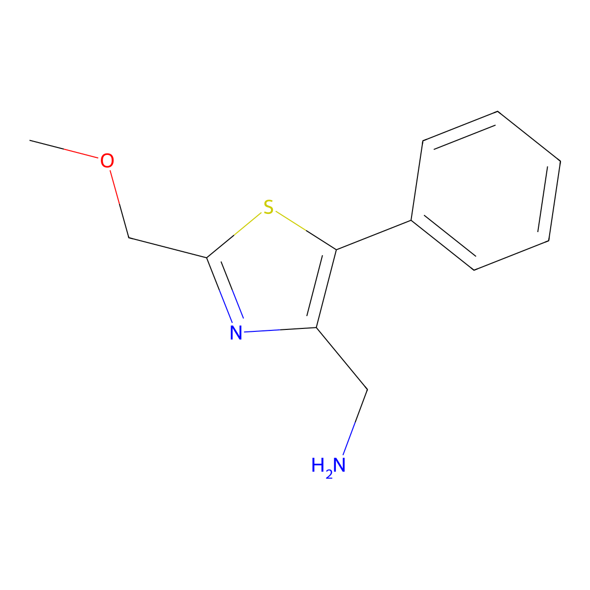 [2-(Methoxymethyl)-5-phenyl-1,3-thiazol-4-yl]methanamine molecular structure, CAS 1340521-16-5
