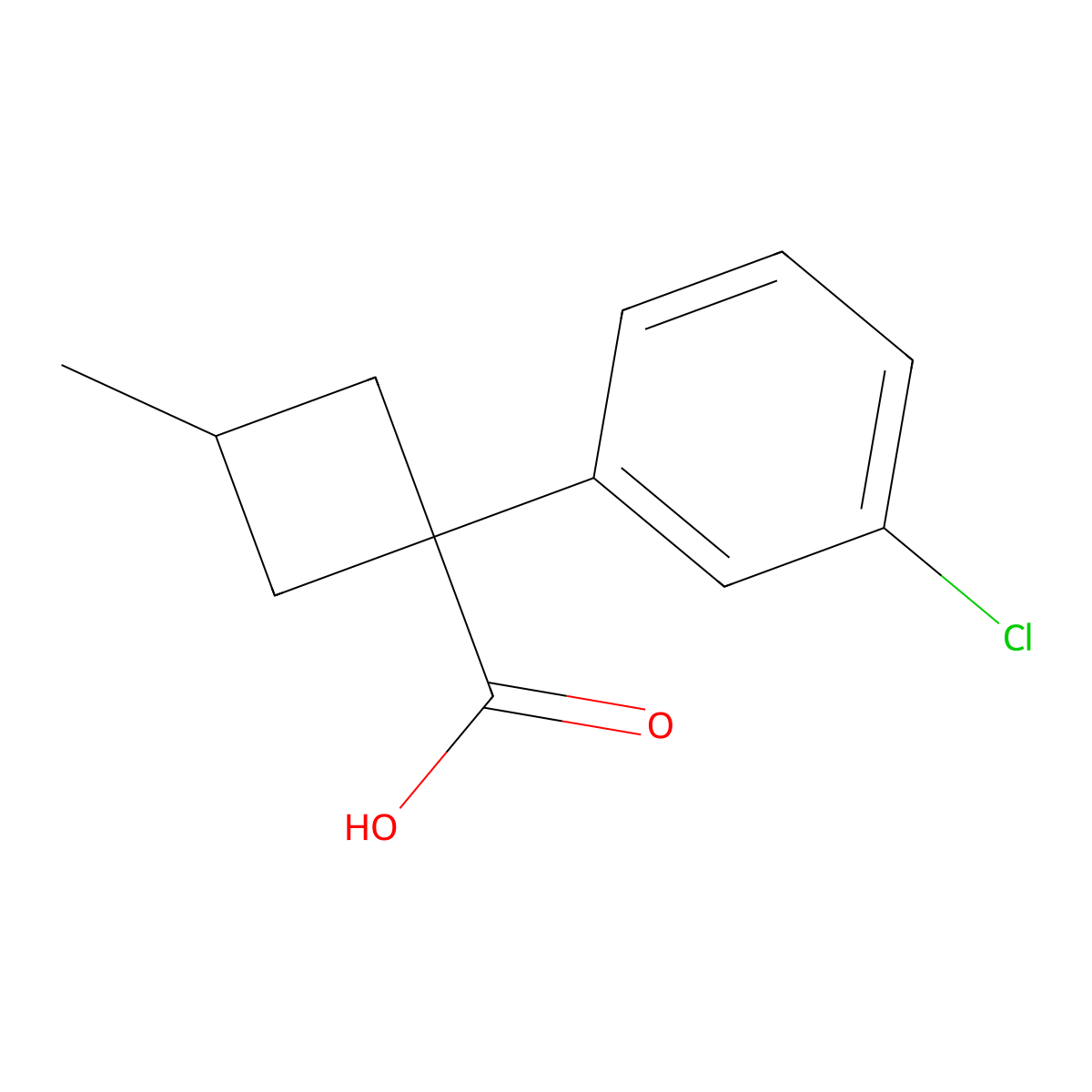 1-(3-Chlorophenyl)-3-methylcyclobutane-1-carboxylic acid molecular structure, CAS 1340521-86-9