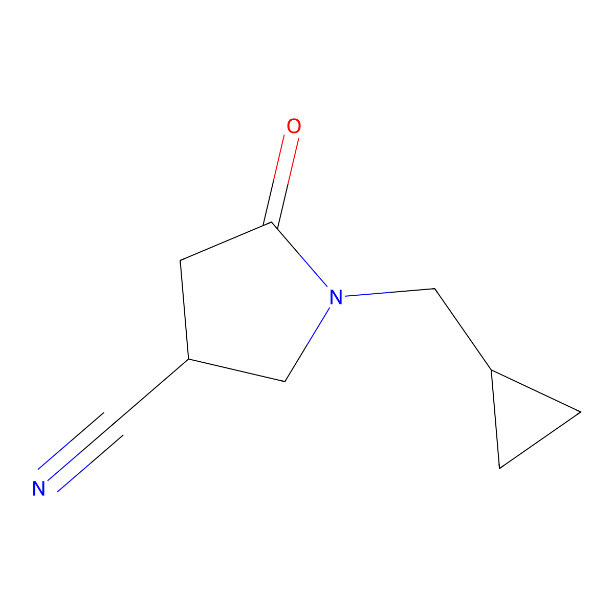 1-(Cyclopropylmethyl)-5-oxopyrrolidine-3-carbonitrile molecular structure, CAS 1340521-87-0