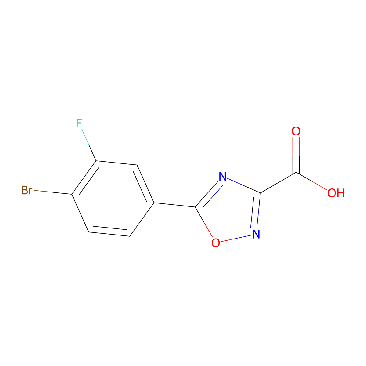 5-(4-Bromo-3-fluorophenyl)-1,2,4-oxadiazole-3-carboxylic acid molecular structure, CAS 1340522-11-3