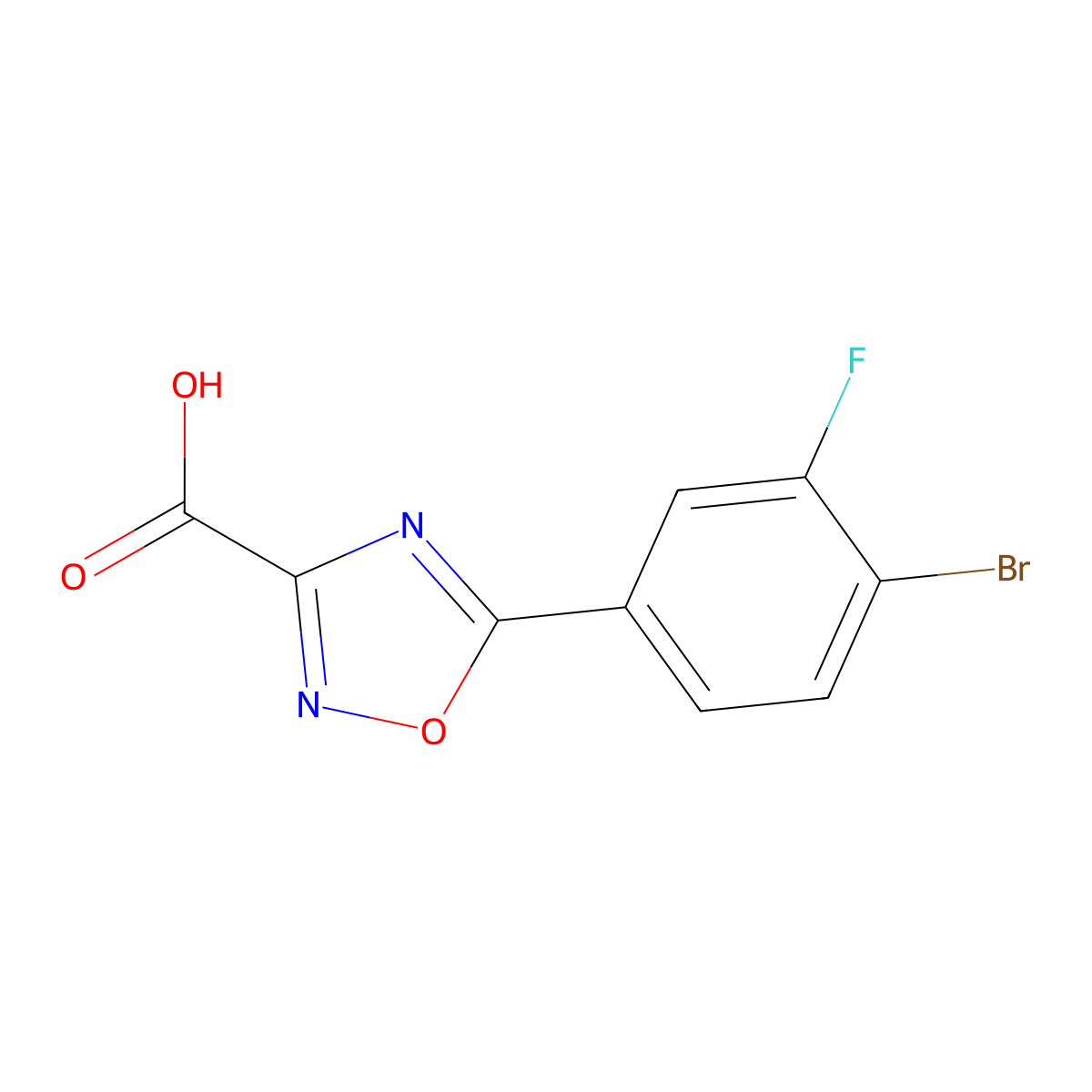5-(4-Bromo-3-fluorophenyl)-1,2,4-oxadiazole-3-carboxylic acid molecular structure, CAS 1340522-11-3