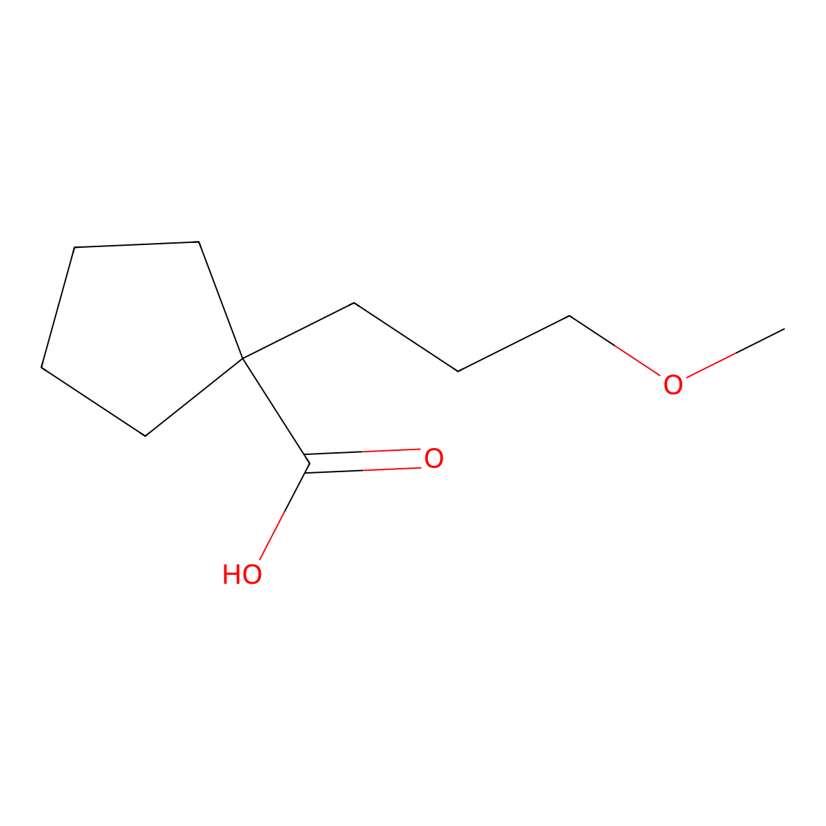 1-(3-Methoxypropyl)cyclopentane-1-carboxylic acid molecular structure, CAS 1340523-52-5