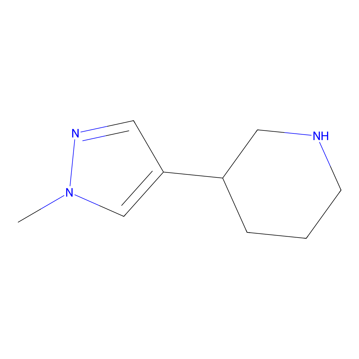 3-(1-methyl-1H-pyrazol-4-yl)piperidine molecular structure, CAS 1340528-88-2