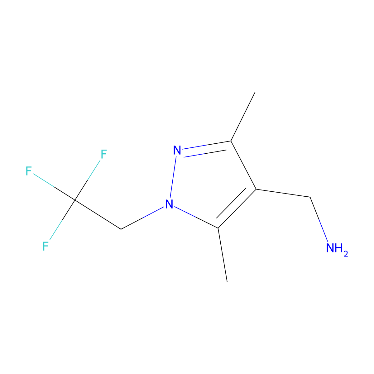 [3,5-dimethyl-1-(2,2,2-trifluoroethyl)-1H-pyrazol-4-yl]methanamine molecular structure, CAS 1340532-82-2