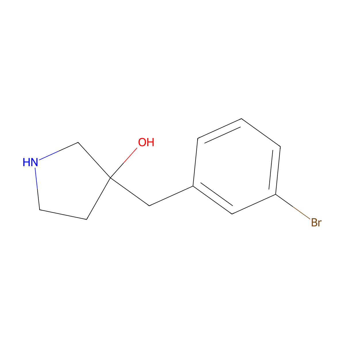 3-[(3-Bromophenyl)methyl]pyrrolidin-3-ol molecular structure, CAS 1340533-86-9