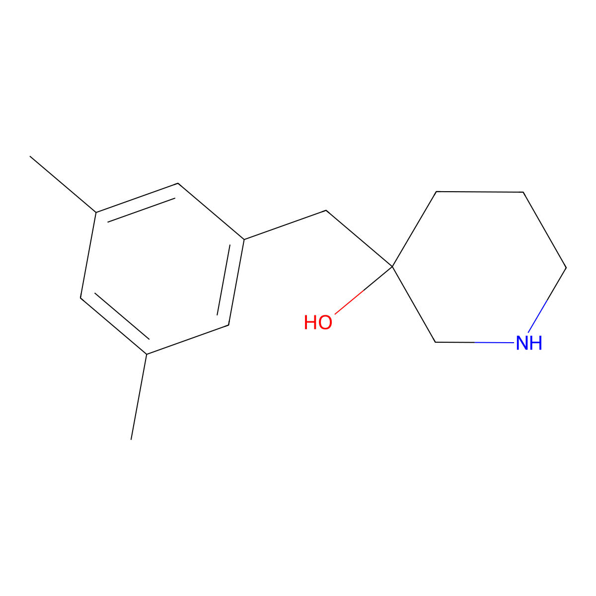 3-[(3,5-Dimethylphenyl)methyl]piperidin-3-ol molecular structure, CAS 1340535-69-4