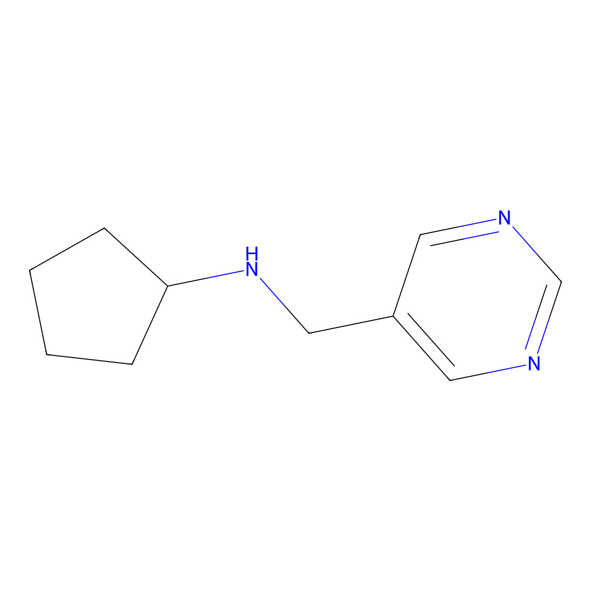 N-(pyrimidin-5-ylmethyl)cyclopentanamine molecular structure, CAS 1340535-79-6