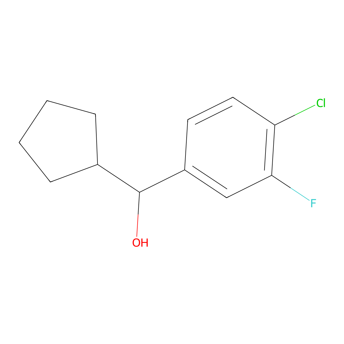Cyclopentyl (4-chloro-3-fluorophenyl)methanol molecular structure, CAS 1340539-90-3