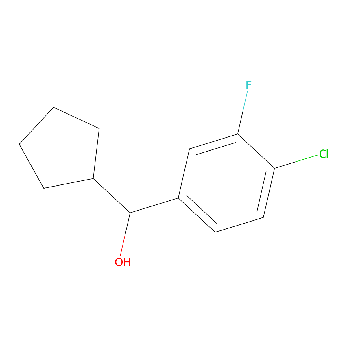 Cyclopentyl (4-chloro-3-fluorophenyl)methanol molecular structure, CAS 1340539-90-3
