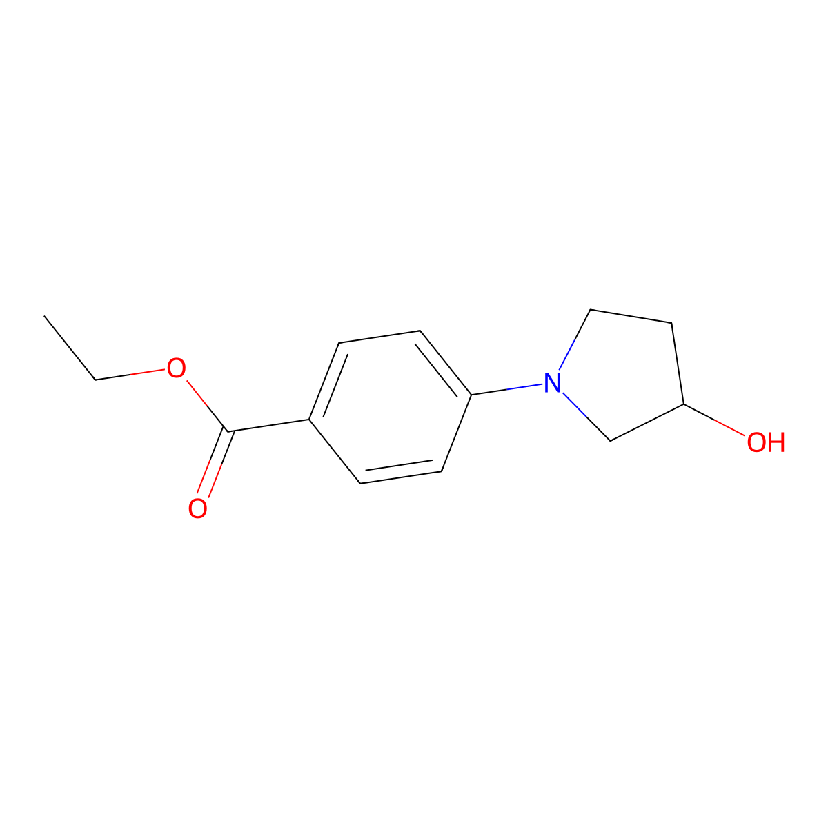 Ethyl 4-(3-hydroxypyrrolidin-1-yl)benzoate molecular structure, CAS 134054-95-8
