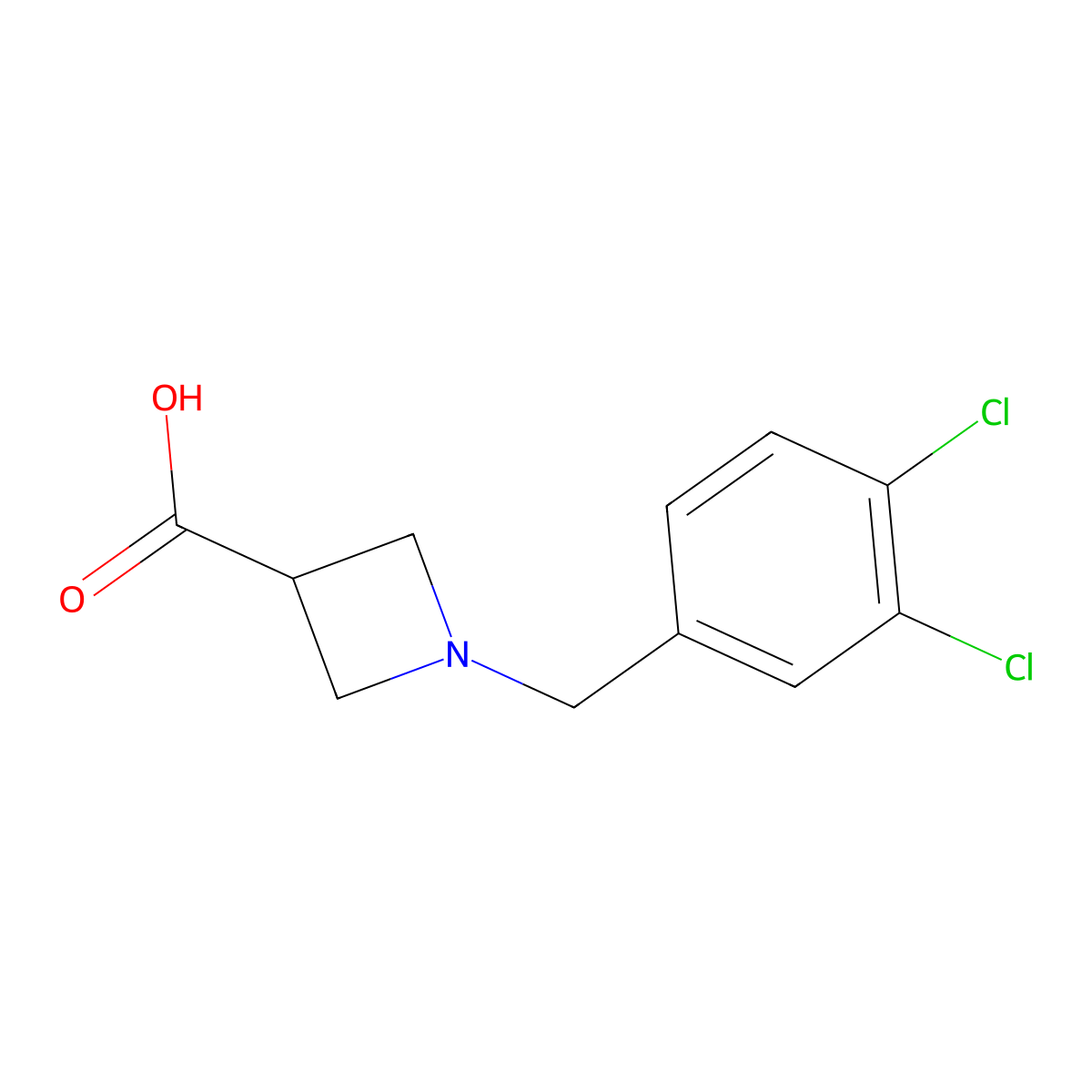 1-[(3,4-Dichlorophenyl)methyl]azetidine-3-carboxylic acid molecular structure, CAS 1340551-40-7