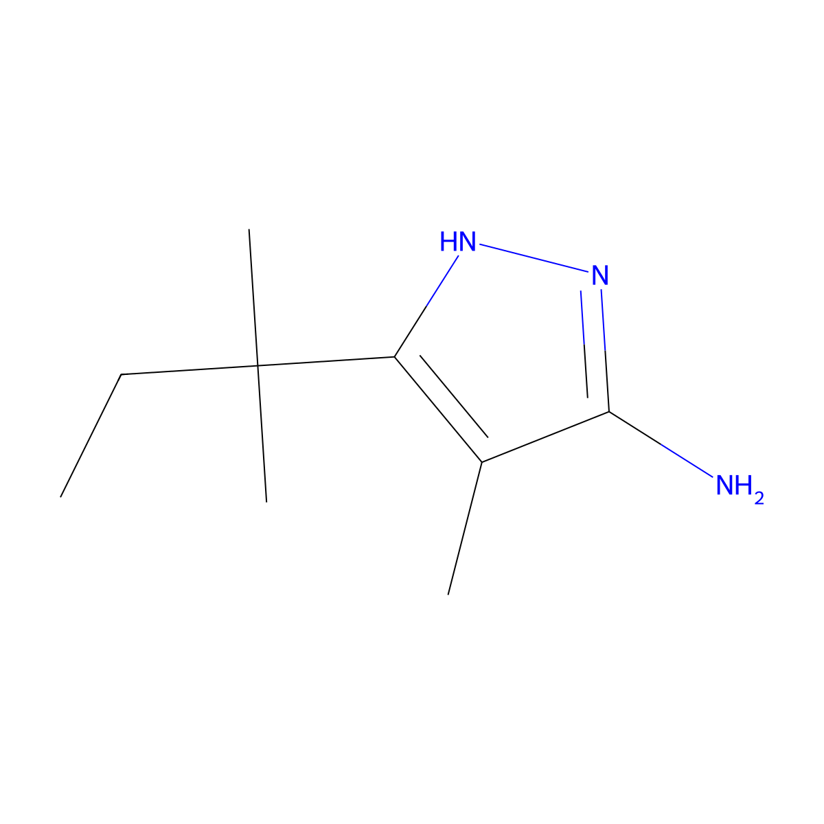 4-methyl-3-(2-methylbutan-2-yl)-1H-pyrazol-5-amine molecular structure, CAS 1340553-37-8