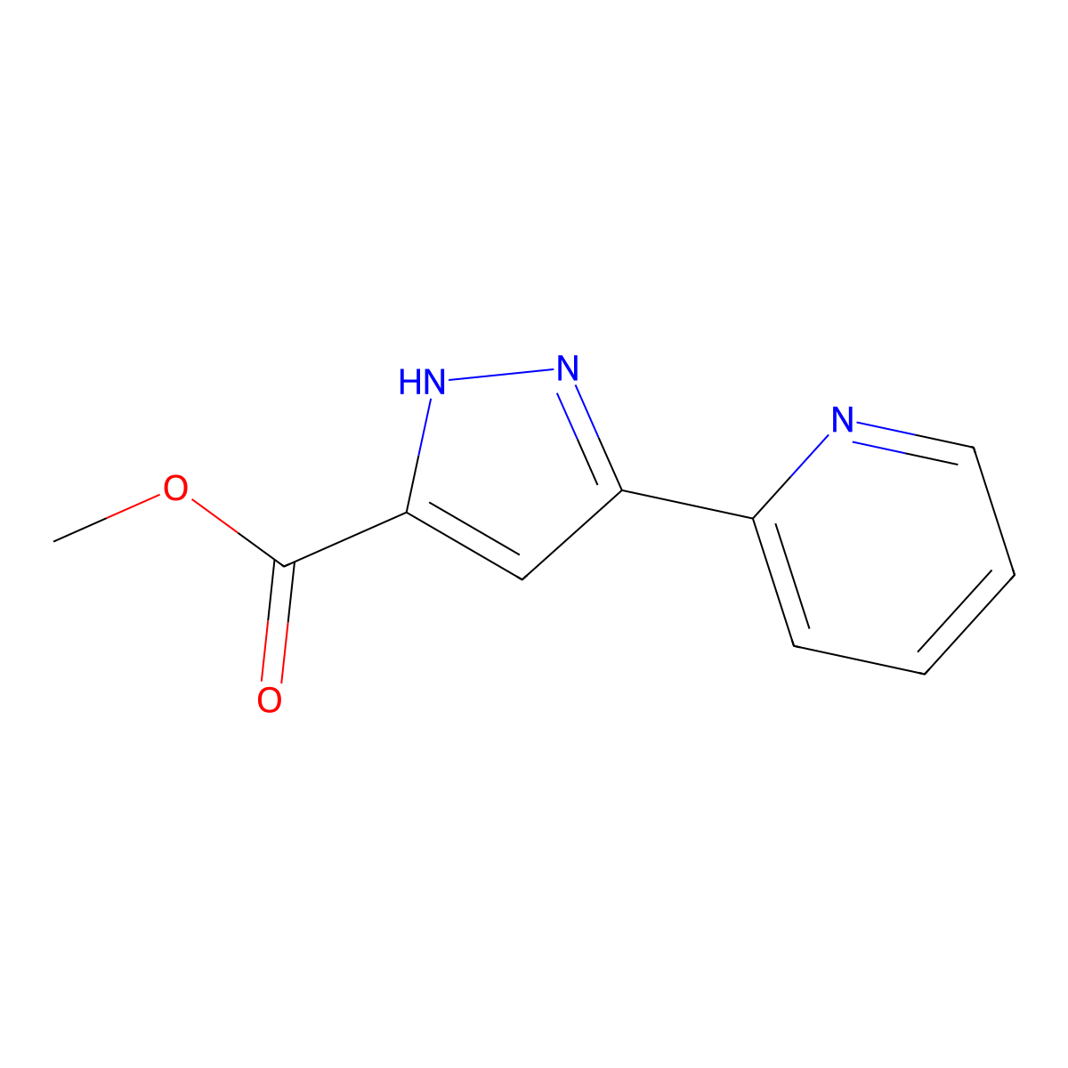 Methyl 3-(pyridin-2-yl)-1H-pyrazole-5-carboxylate molecular structure, CAS 1340553-59-4
