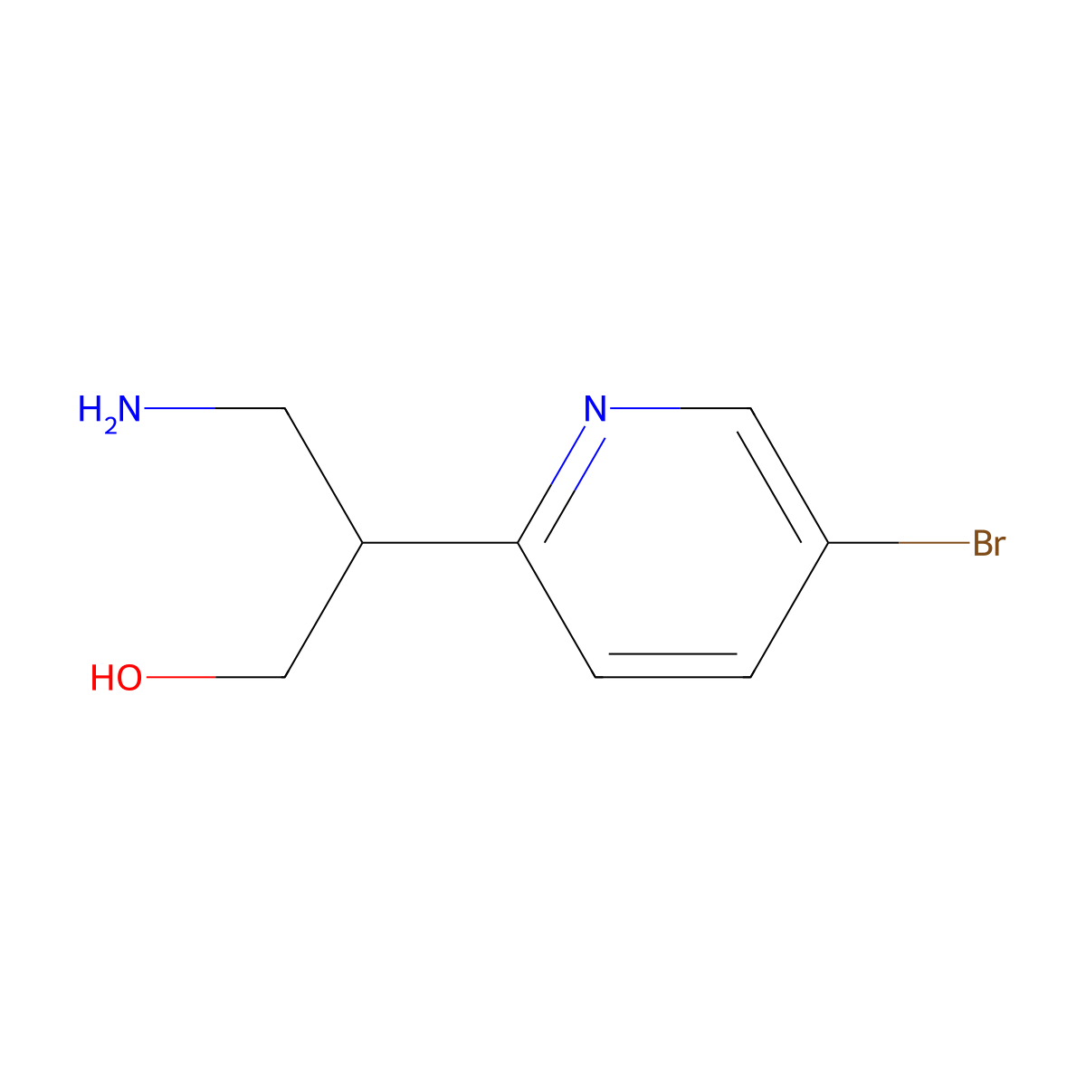 3-Amino-2-(5-bromopyridin-2-yl)propan-1-ol molecular structure, CAS 1340554-14-4