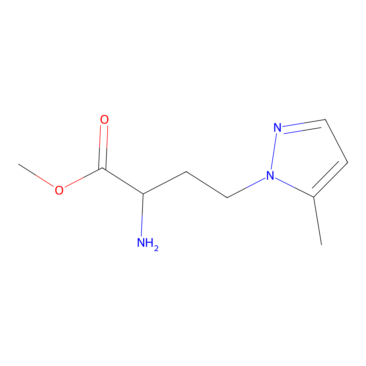 Methyl 2-amino-4-(5-methyl-1h-pyrazol-1-yl)butanoate molecular structure, CAS 1340558-20-4