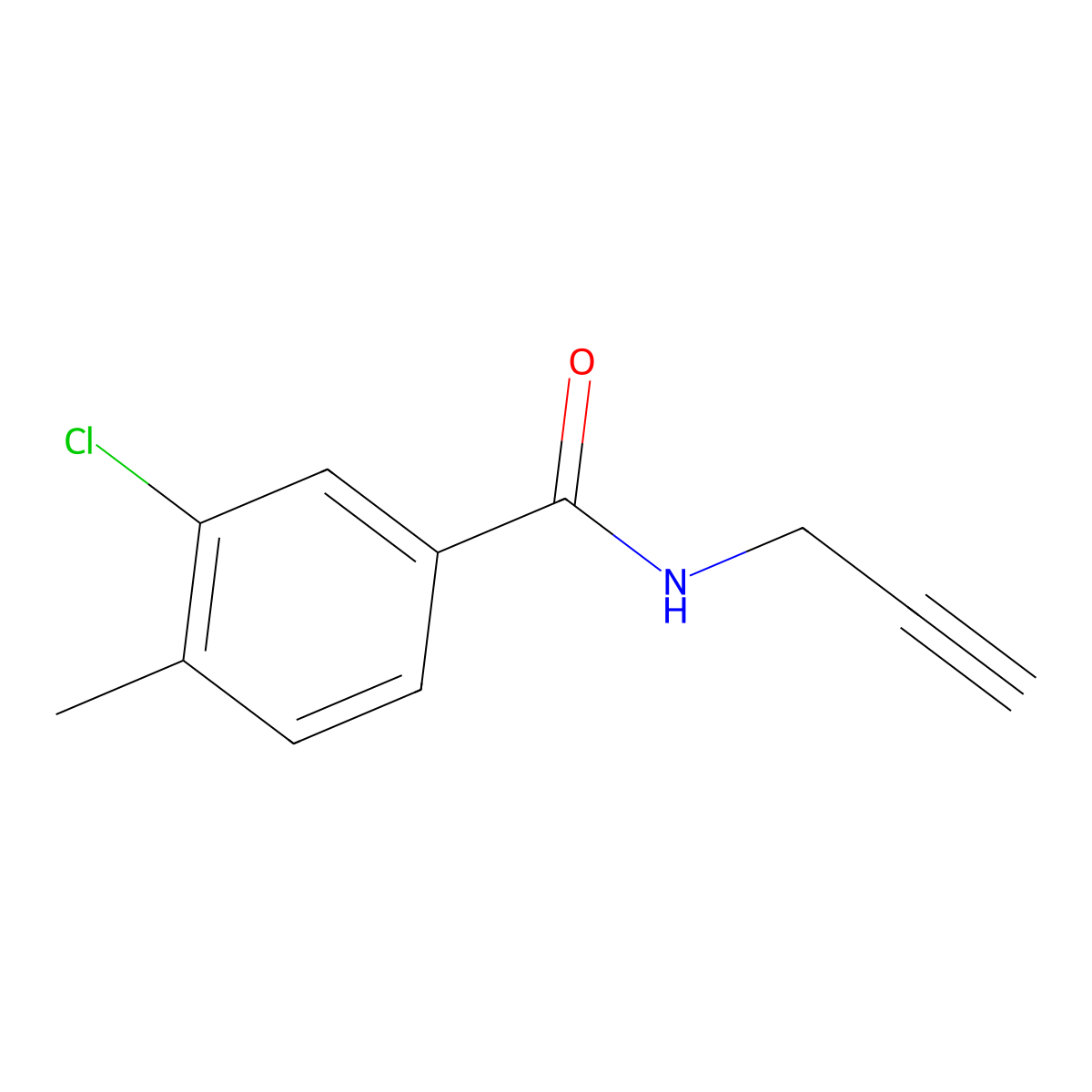 3-chloro-4-methyl-N-(prop-2-yn-1-yl)benzamide molecular structure, CAS 1340558-60-2