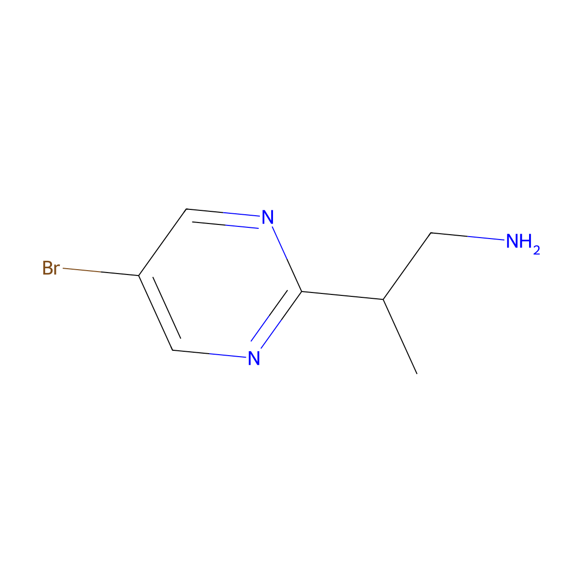2-(5-Bromopyrimidin-2-yl)propan-1-amine molecular structure, CAS 1340559-70-7