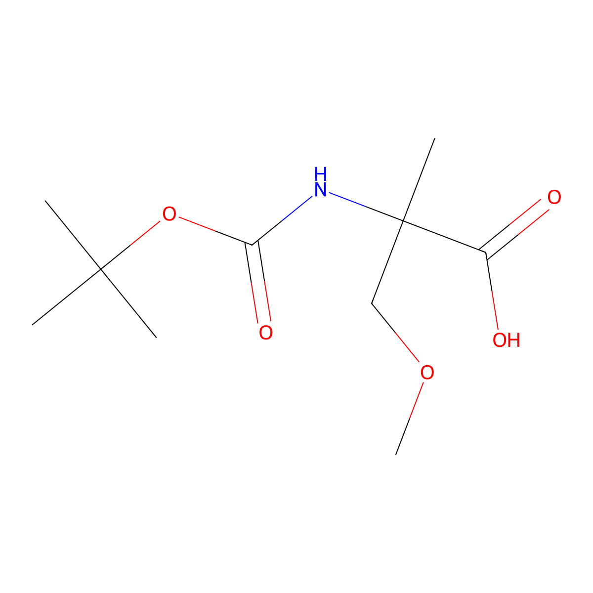 2-{[(Tert-butoxy)carbonyl]amino}-3-methoxy-2-methylpropanoic acid molecular structure, CAS 1340560-99-7