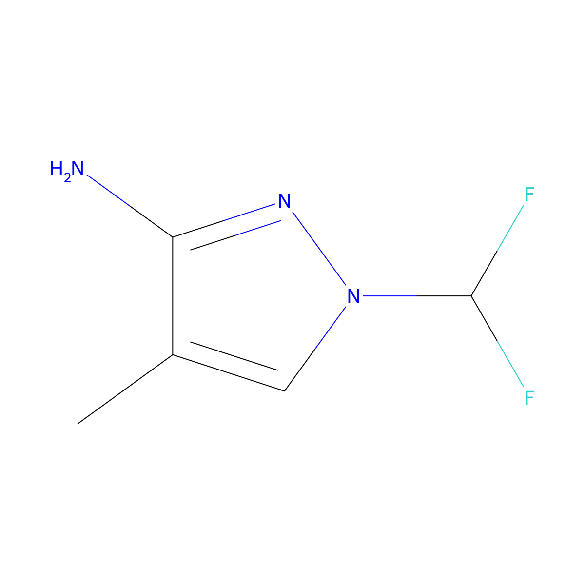 1-(difluoromethyl)-4-methyl-1H-pyrazol-3-amine molecular structure, CAS 1340566-75-7