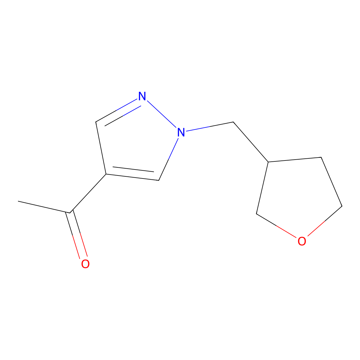 1-(1-((tetrahydrofuran-3-yl)methyl)-1H-pyrazol-4-yl)ethan-1-one molecular structure, CAS 1340570-33-3