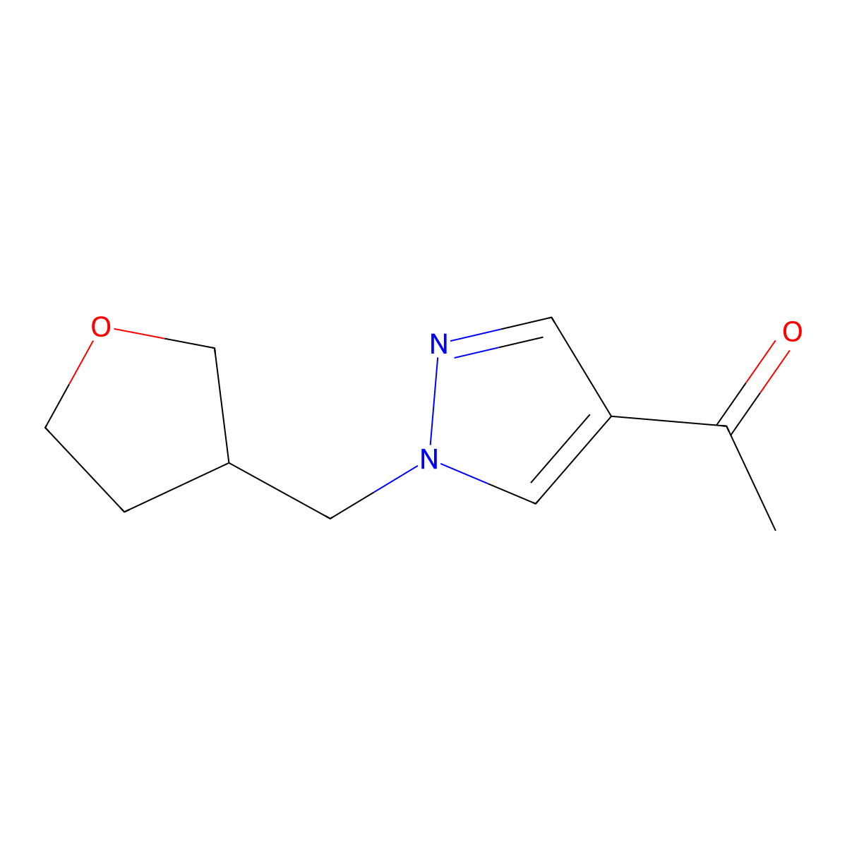 1-(1-((tetrahydrofuran-3-yl)methyl)-1H-pyrazol-4-yl)ethan-1-one molecular structure, CAS 1340570-33-3