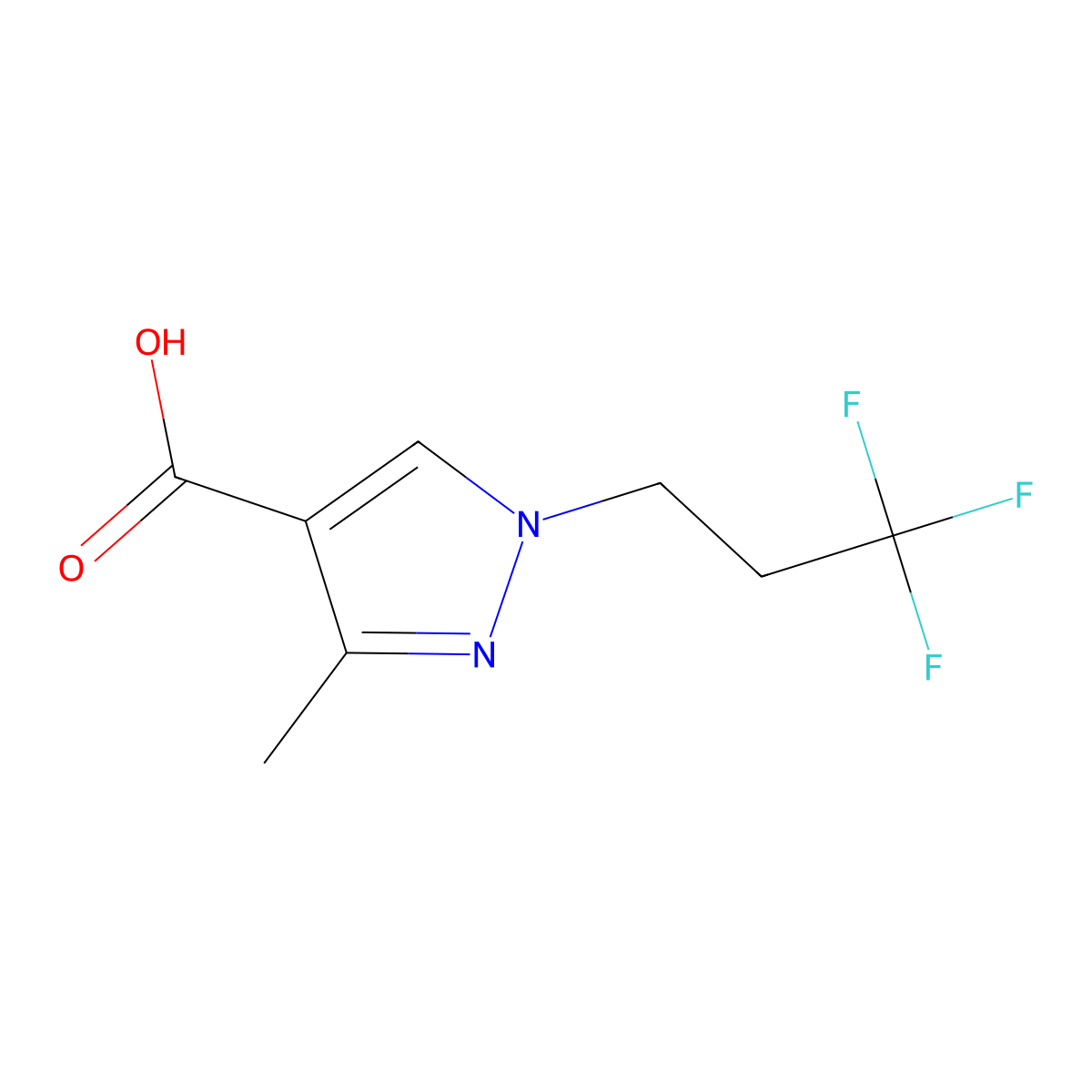 3-Methyl-1-(3,3,3-trifluoropropyl)-1H-pyrazole-4-carboxylic acid molecular structure, CAS 1340571-96-1