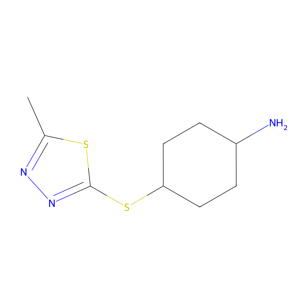 4-[(5-Methyl-1,3,4-thiadiazol-2-yl)sulfanyl]cyclohexan-1-amine molecular structure, CAS 1340580-62-2
