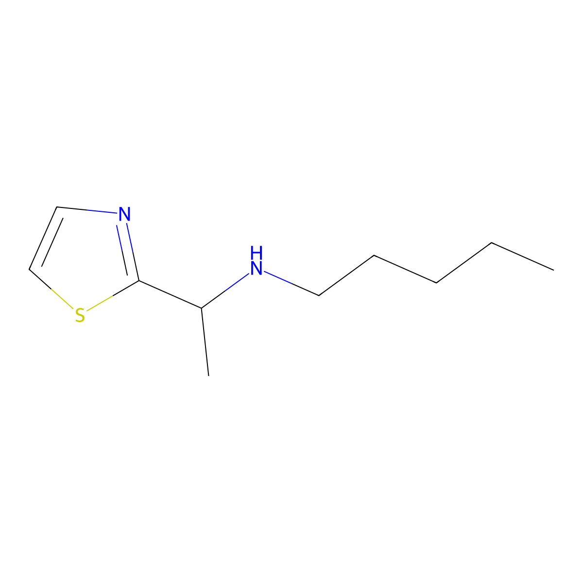Pentyl[1-(1,3-thiazol-2-yl)ethyl]amine molecular structure, CAS 1340583-80-3