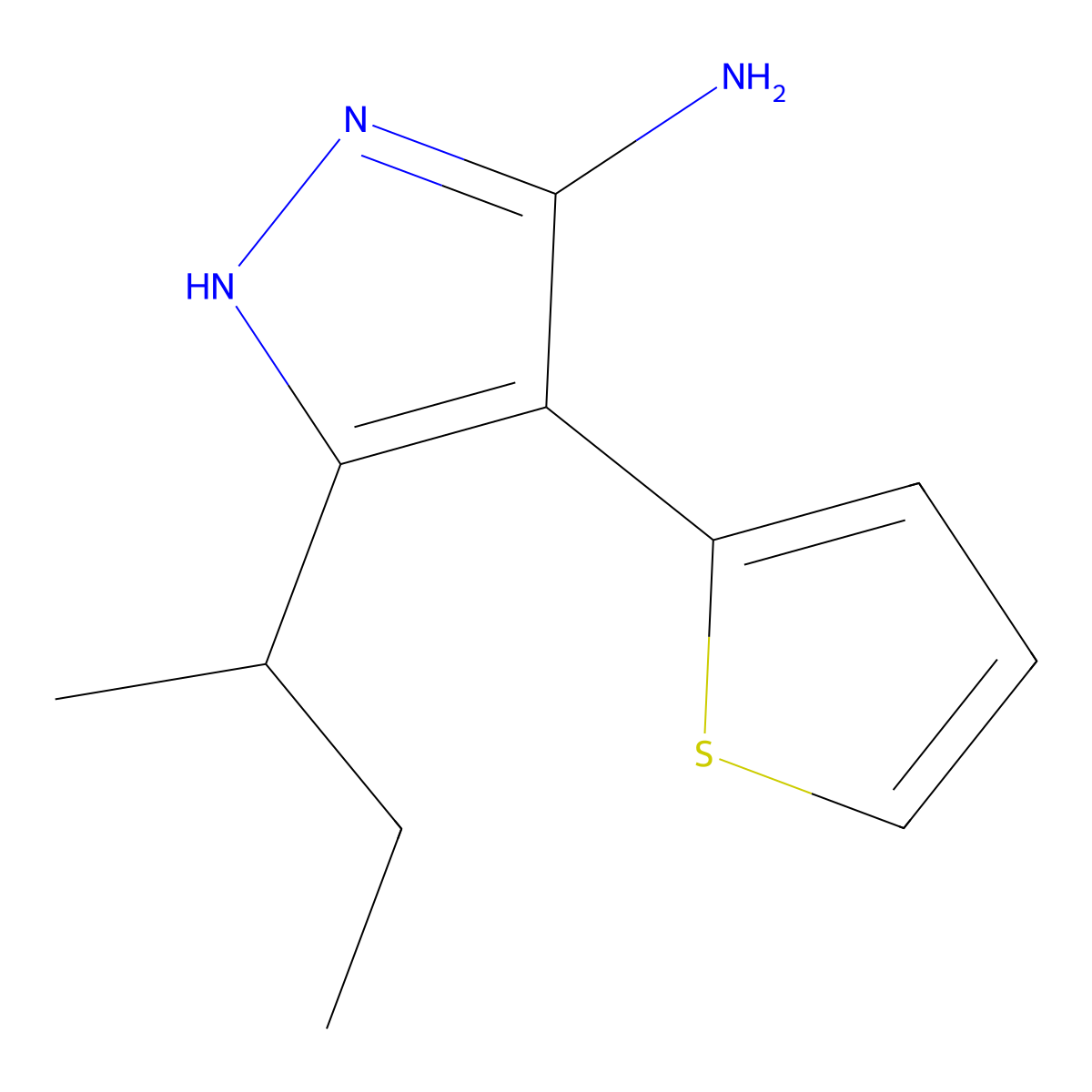 3-(Sec-butyl)-4-(thiophen-2-yl)-1h-pyrazol-5-amine molecular structure, CAS 1340597-11-6