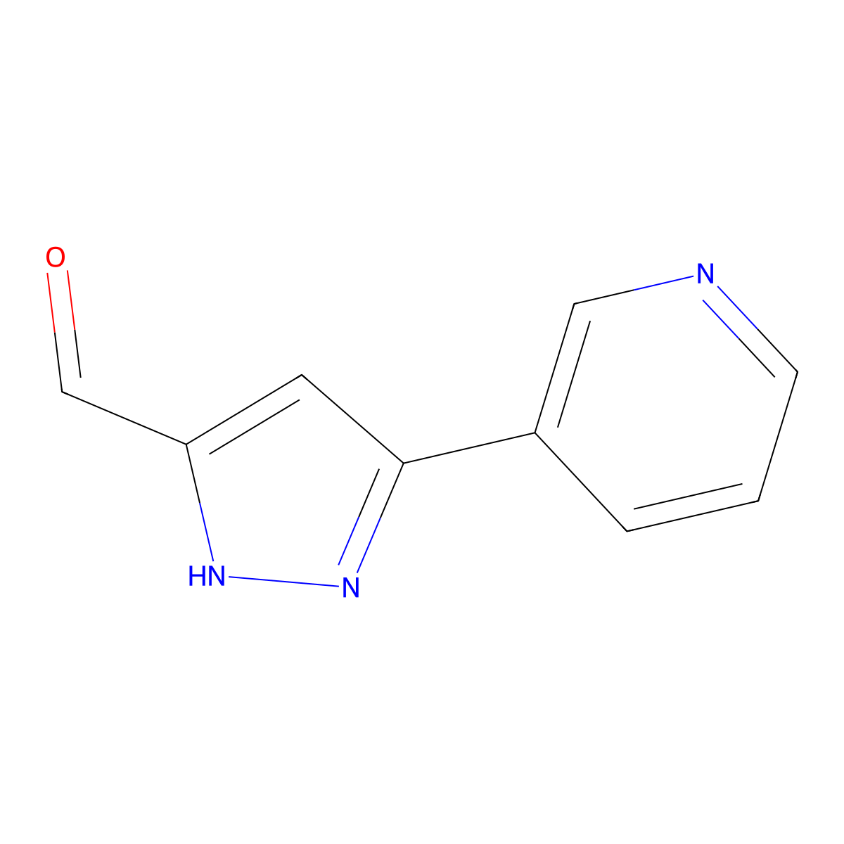 5-(pyridin-3-yl)-1H-pyrazole-3-carbaldehyde molecular structure, CAS 1340597-72-9