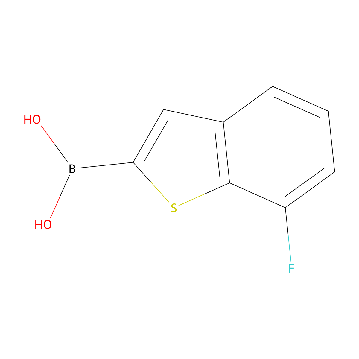 (7-Fluoro-1-benzothiophen-2-yl)boronic acid molecular structure, CAS 1340599-85-0