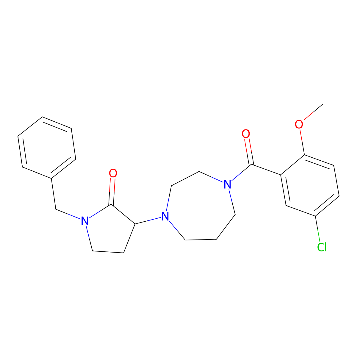 1-Benzyl-3-[4-(5-chloro-2-methoxybenzoyl)-1,4-diazepan-1-yl]-2-pyrrolidinone molecular structure, CAS 1340680-00-3