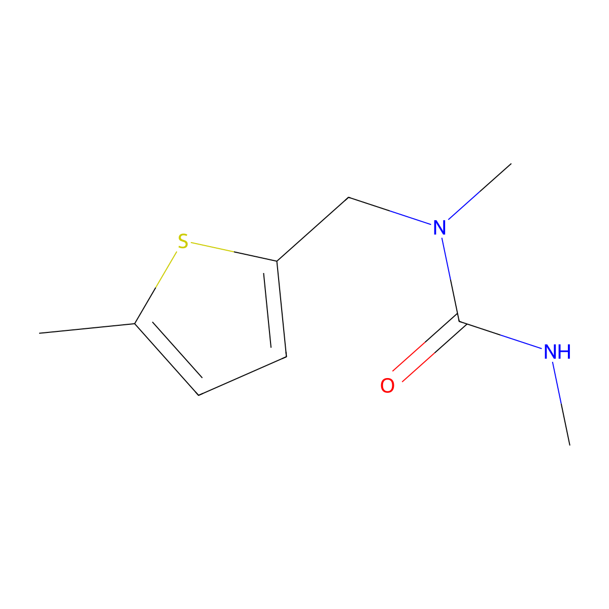 1,3-Dimethyl-1-((5-methylthiophen-2-yl)methyl)urea molecular structure, CAS 1340684-34-5