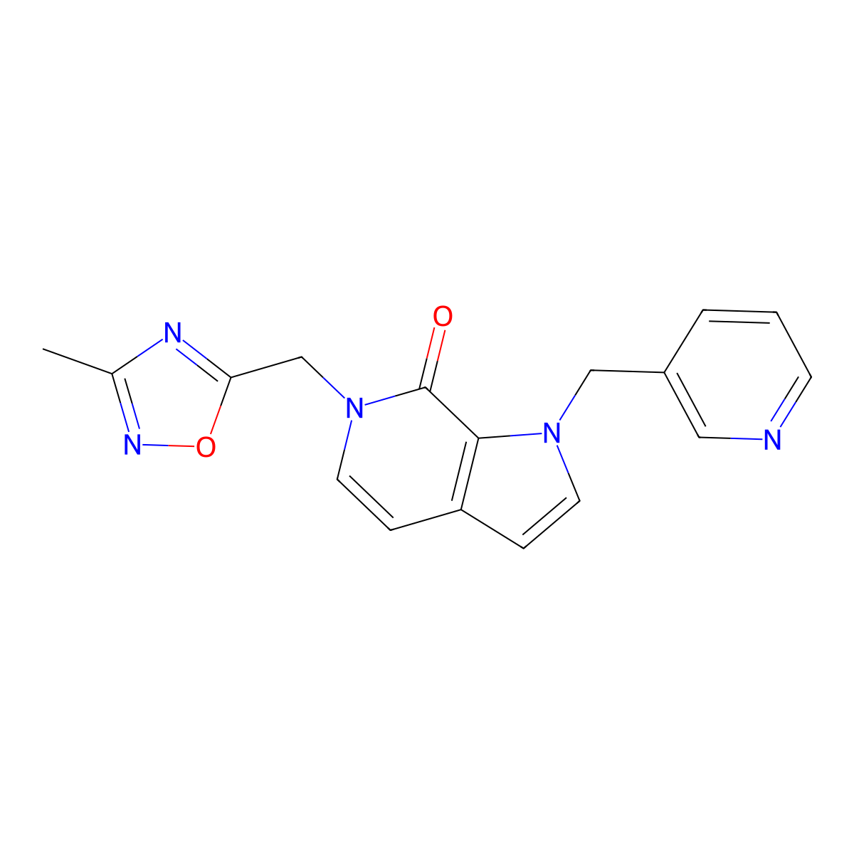 6-[(3-methyl-1,2,4-oxadiazol-5-yl)methyl]-1-[(pyridin-3-yl)methyl]-1H,6H,7H-pyrrolo[2,3-c]pyridin-7-one molecular structure, CAS 1340686-53-4