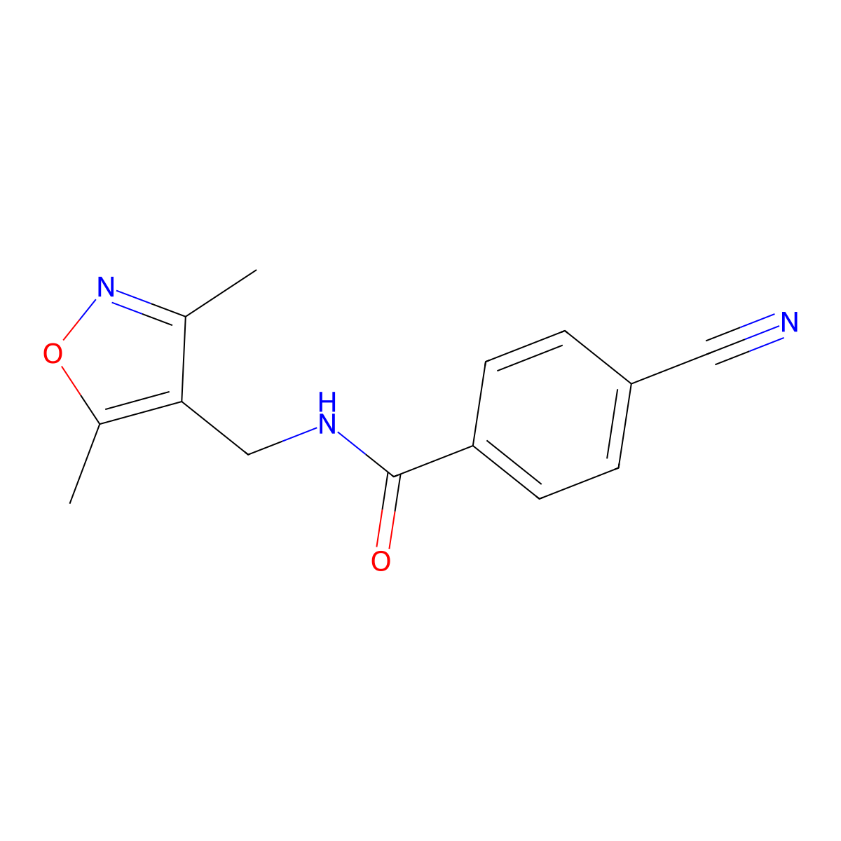 4-cyano-N-[(3,5-dimethylisoxazol-4-yl)methyl]benzamide molecular structure, CAS 1340687-24-2